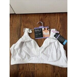Bali 42D Bra Cotton White Stretch Wirefree Classic Support DF3036 Back Smoothing